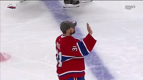 Carey Price waves to his family after advancing to...