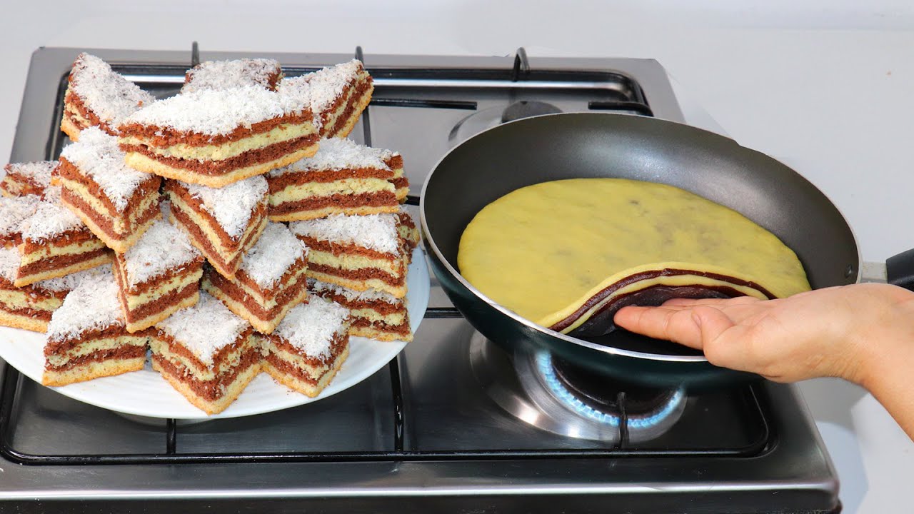 جديد الحلويات! بكأس زيت فقط حضري حلوى الطبقات السريعة في المقلاة بدون زبدة هشيشة تذوب في الفم