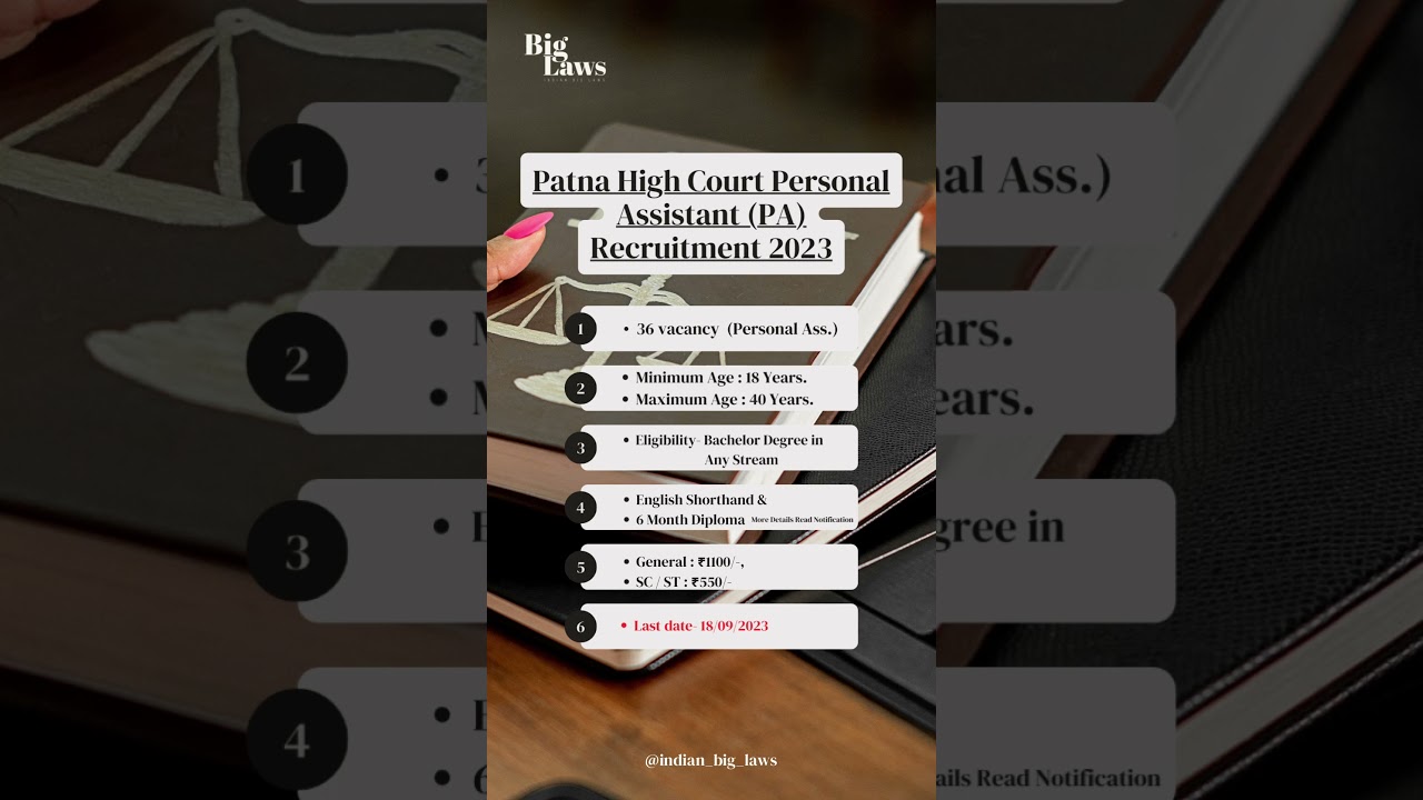 Patna High Court Personal Assistant (PA) Recruitment 2023 || Vacancy PHC