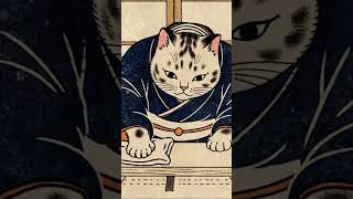 Ukiyo-e Cat Cutting Board ASMR 🐱Soft Cloth Wiping Sounds screenshot 2