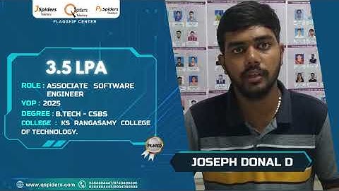 Congratulations, Joseph Donal D, for getting placed as an associate software engineer.