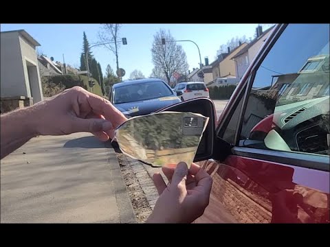 🚗 Auto Außenspiegel Glas selber kleben und schneiden. VW Golf Spiegelglas  Rückspiegel ist abgefallen 