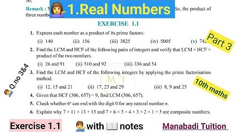 10th class maths |Chapter 1|🤷‍♀️Real numbers |💁Exercise 1.1| Q no 3&4 |part 3|CBSE| |with notes|