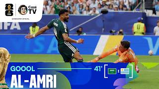 PLACAR ABERTO! AL-AMRI PEGA O REBOTE E ABRE O PLACAR PARA ÁRABIA SAUDITA CONTRA O URUGUAI NA COPA