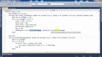 VB.NET Tutorials - Add array of checkbox Control Dynamically at Runtime | Example |  English- Part 3
