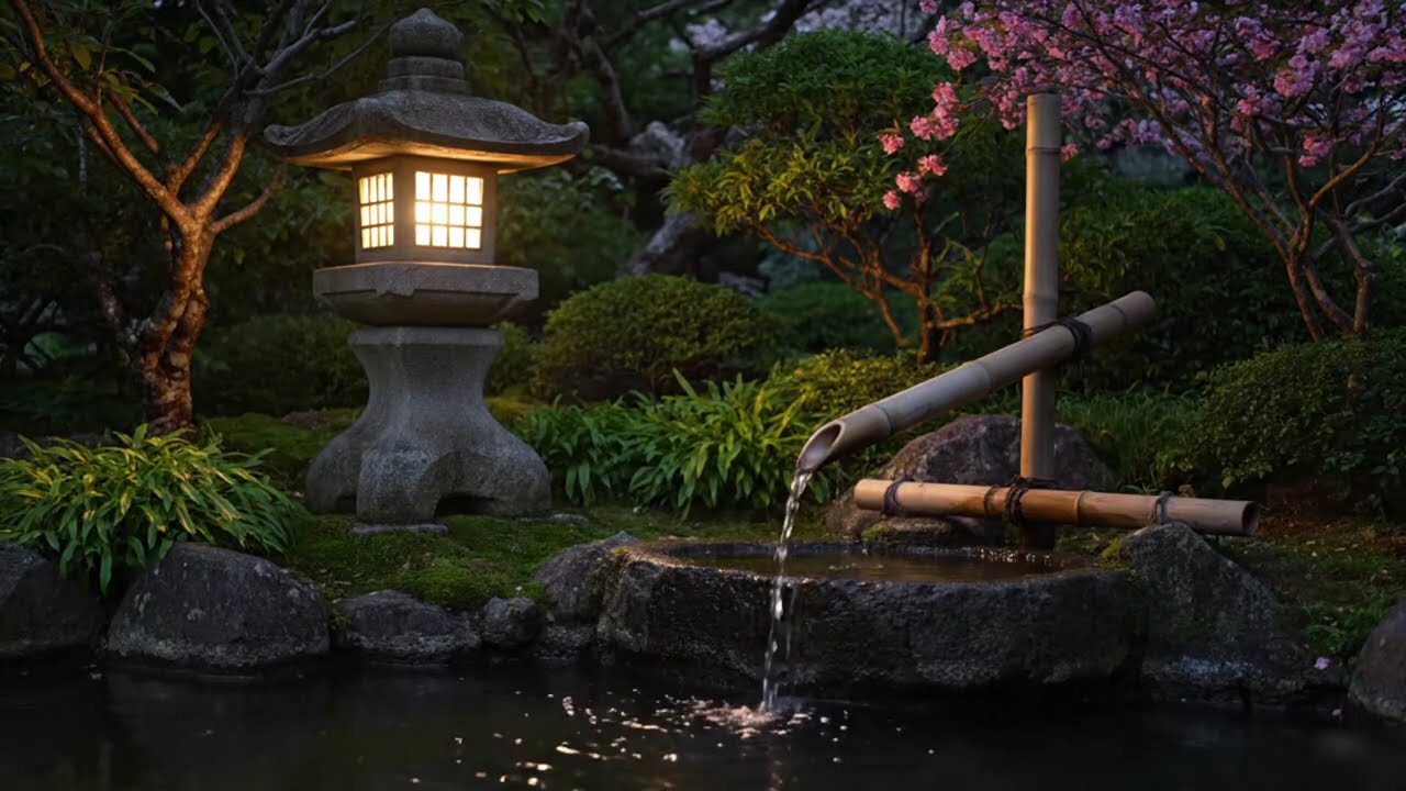 Zen Garden Water Fountain Ambience  Meditation & Stress Relief with Relaxing Music Loop 3 Hour