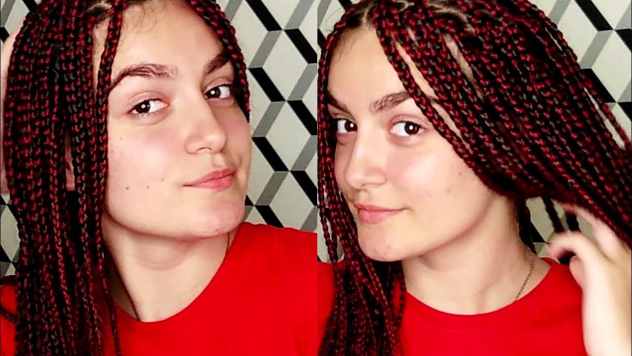 How to do box braids on Caucasian / Straight Hair / White Girl with  Extension Braids 