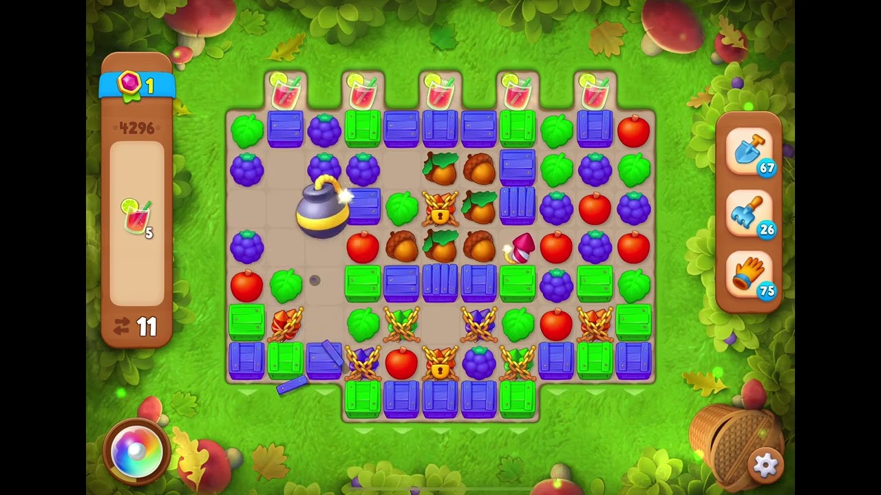 GardenScapes Level 4296 no boosters (16 moves)