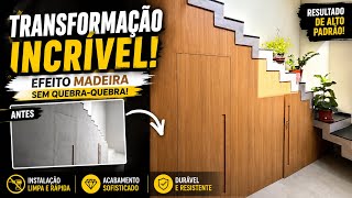 Parede Com Efeito Madeira Sem Quebra-Quebra! Envelopamento 