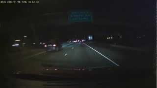 Slow car in HOV, two cars cross double-white line to pass