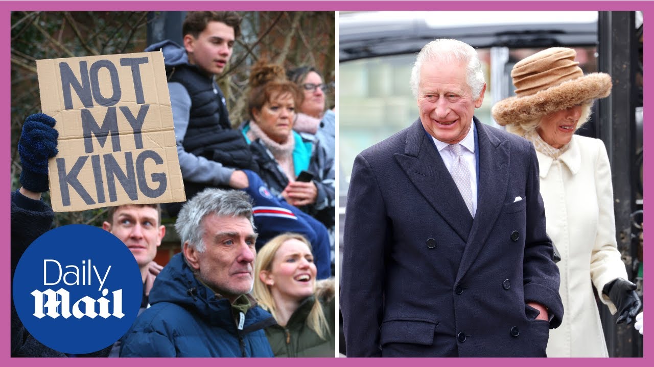 Protestors shout at King Charles III and Camilla on Colchester visit