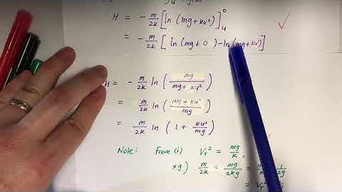 Ext2) Mechanics: 12. Resisted projectile motion (3): 2013 HSC Maths Ext2 Q15 d)