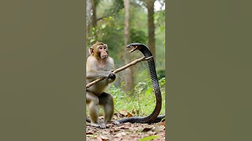 Khỉ chiến rắn hổ mang/ animal funnyvideo #funny #dongvat #hai