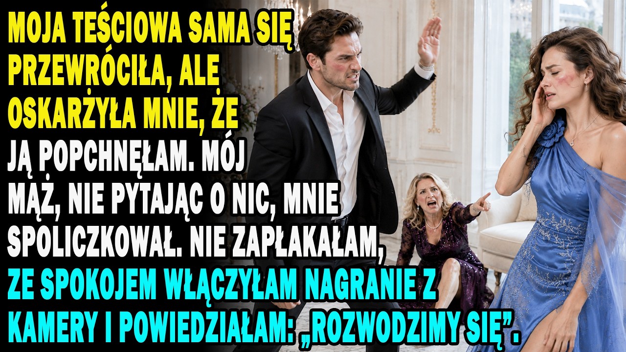 "Wiedziałam, że jeśli teraz nie powiem czegoś, mój mąż nigdy nie uwierzy, że to nie ja popchnęłam jego matkę. Wtedy on uderzył mnie w twarz. Z policzkiem pulsującym z bólu wyciągnęłam telefon i...