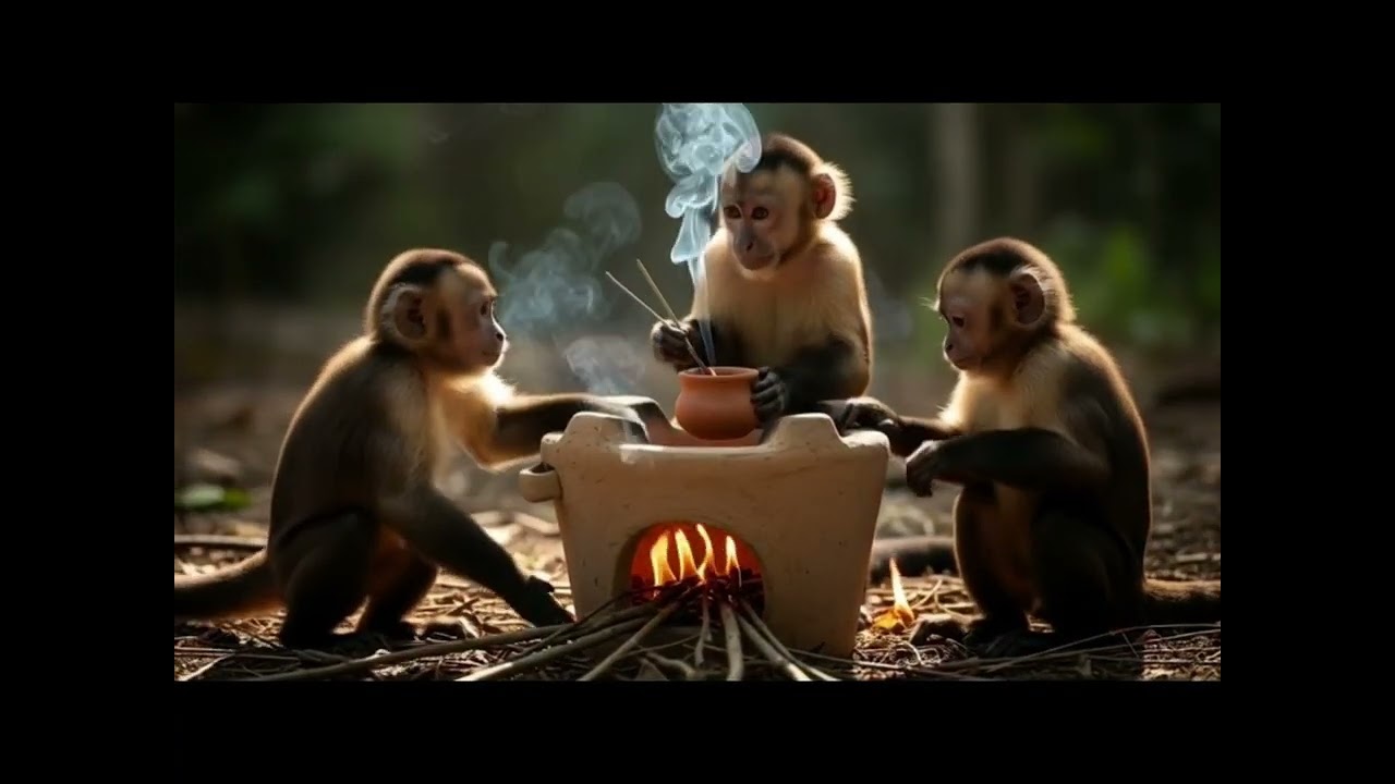 Manki Cooking 🐵 | Monkey Village LifeVillage Life with Monkeys | Manki Cooking