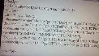 Javascript UTC get date methods and setMethods