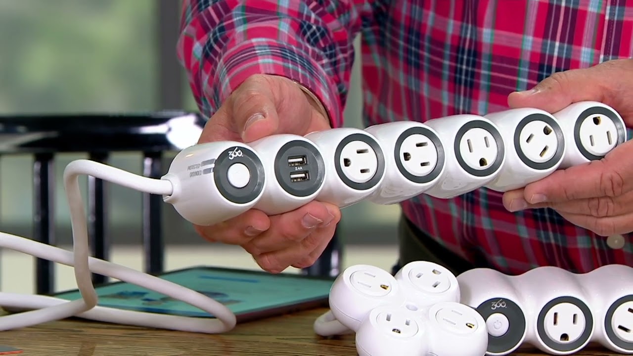 360 Electrical 3-Pc Surge Protector Bundle w/4-Port Rotating Outlet on QVC