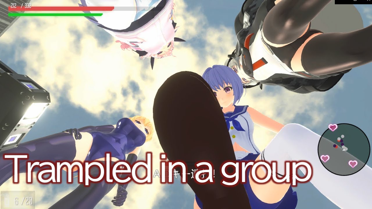 【巨大娘】集団踏みつけ攻撃！【地球防衛軍風ゲーム制作】【giantess】