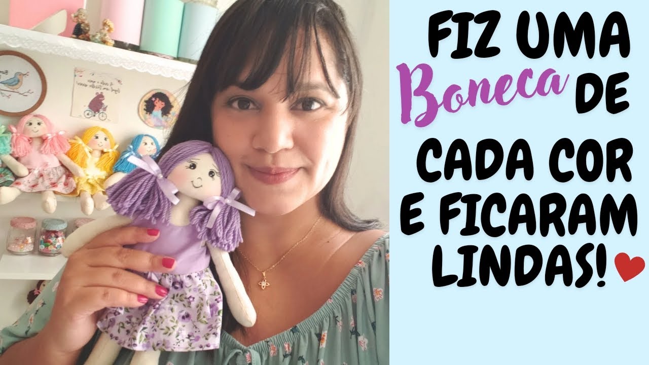 BONECAS fofas e coloridas! 💛💜💙💚 [MOLDES GRÁTIS] 