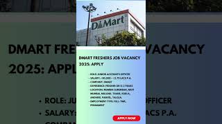 DMart Freshers Job Vacancy 2025: Apply | Link in Description #freshersvacancy #shorts