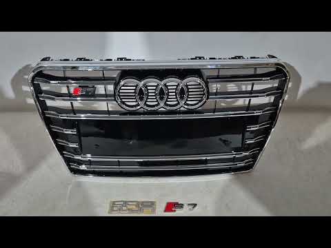 Передня решітка радіатора S-Style з написом Quattro чорна з хромом для Ауди A7 2010-2018 рр, видео 1