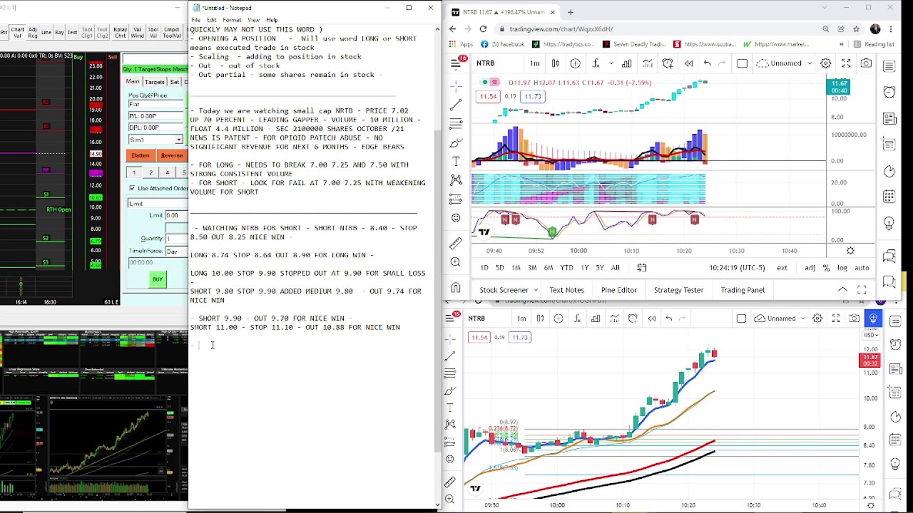 LIVE SMALL AND LARGE CAP TRADING USING SUPERIOR SIERRA CHARTING !