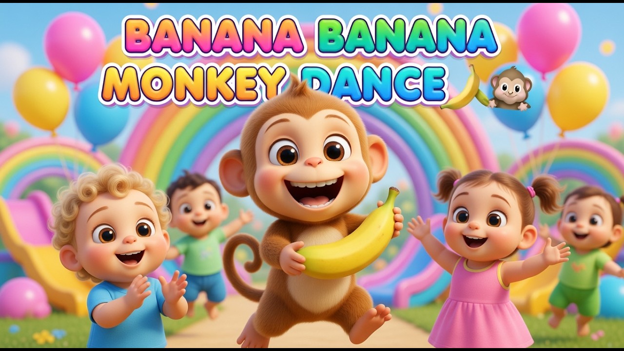 Banana Banana Monkey Dance 🍌🐒 | Fun Kids Nursery Rhyme & Dance Song ...