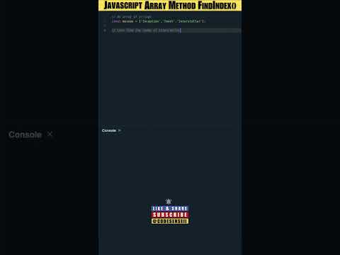 Learn JavaScript Array Method FindIndex Tutorial #shortsvideo #shortvideo #shorts #short #shortsfeed