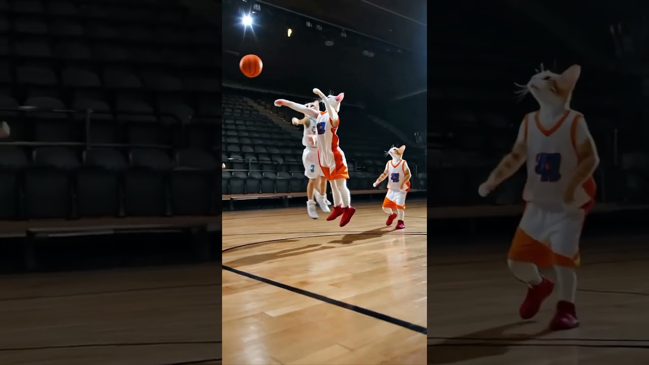 Hhh very funny cats playing basketball 🏀 😂😂