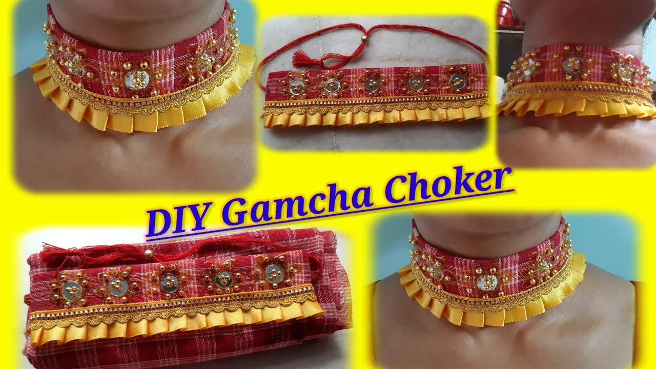 DIY Gamcha Choker/ Handmade Jewellery 