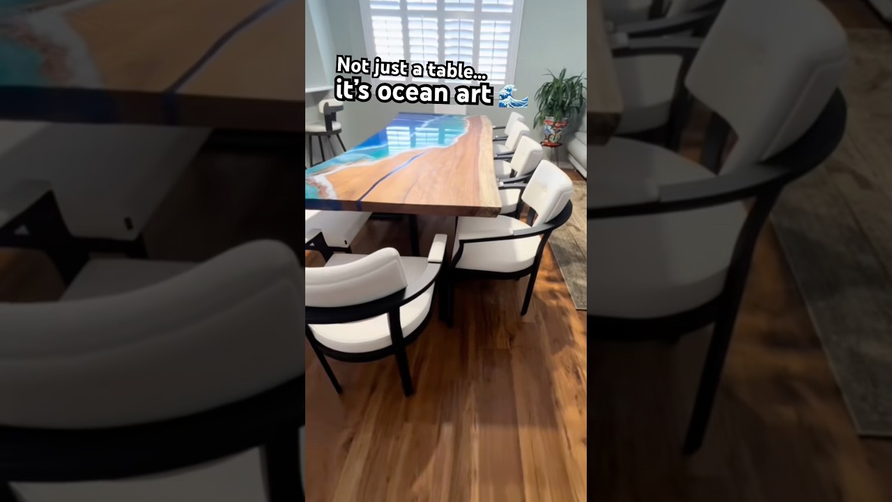 Ocean Epoxy River Table 🌊 | Custom Live Edge Dining Design 