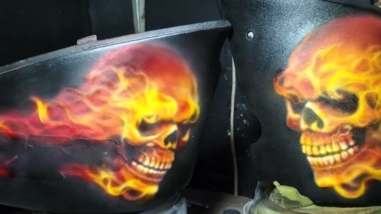 Air brush fire skeleton 