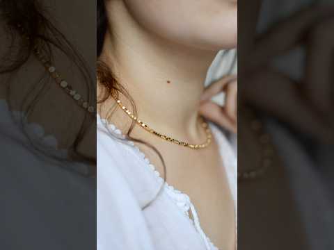 Чокер Гематит шестигранник колір золото фур-ра гіп-ний сплав d-2мм+- L-41-46см, видео 1