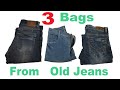 3 Easy and Beautiful Jeans Hand Bag with Hand Embroidery | Old Cloth Reuse Ideas