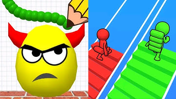 Draw To Smash Logic Puzzle VS Bridge Race Satisfying ASMR Gameplay (Android, ios) (New Update)