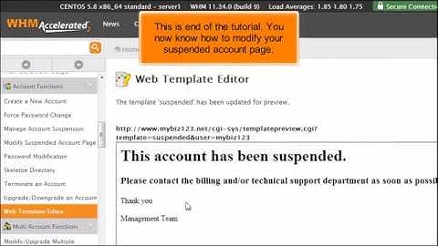 WebHost Manager: How to Modify the Suspended Accounts Page in WHM