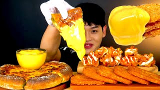 ASMR 치즈소스 듬뿍 치즈피자🍕슈프림 양념치킨 해쉬브라운 먹방 Cheese Pizza With Cheese Sauce Sweet Chicken Hash Brown MuKBang