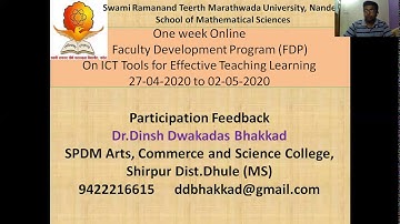 Participation Feedback for Online FDP on ICT Tools for Effective Teaching Learning