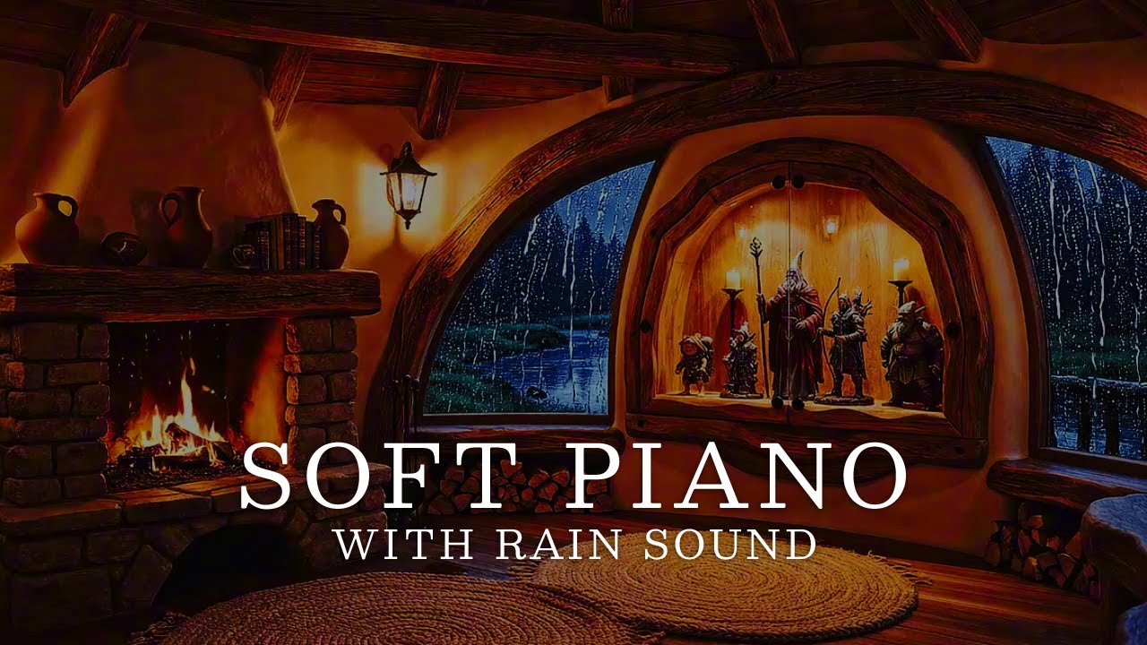 Relaxing Sleep Music & Winter Rain Sounds for Sleeping, Peaceful Bedroom Rain and Gentle Piano