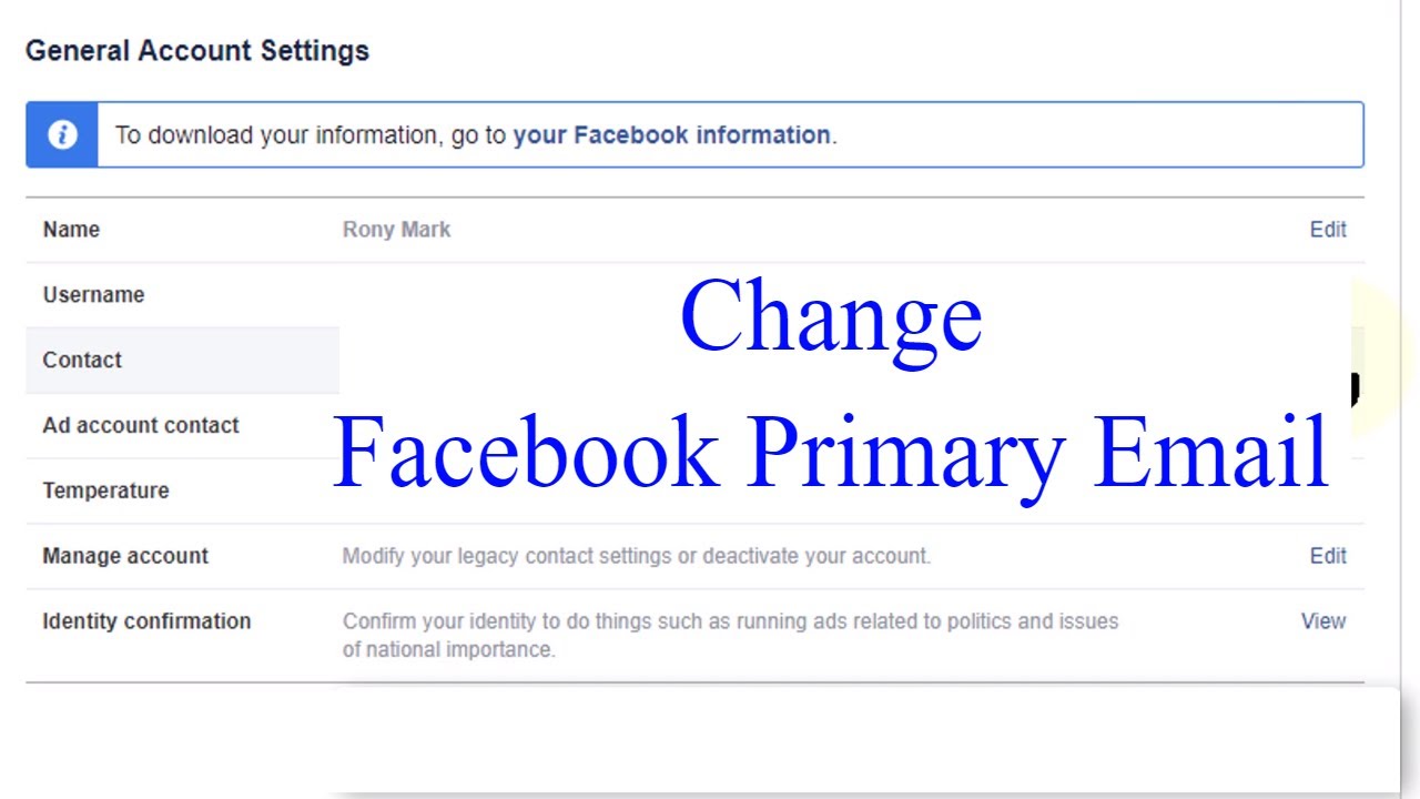 How to Change Your Facebook Primary Email Address YouTube