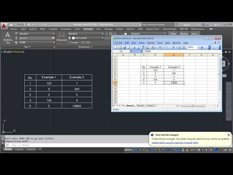 how to insert excel into autocad