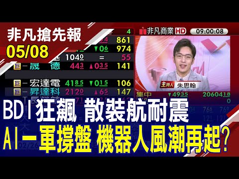 【BDI狂飆 散裝航耐震 AI一軍撐盤 機器人風潮再起? 鴻海股價刷16年新高 美系外資目標價喊破201元】20240508 (朱思翰×黃靖哲×何金城) @ustvhotstock