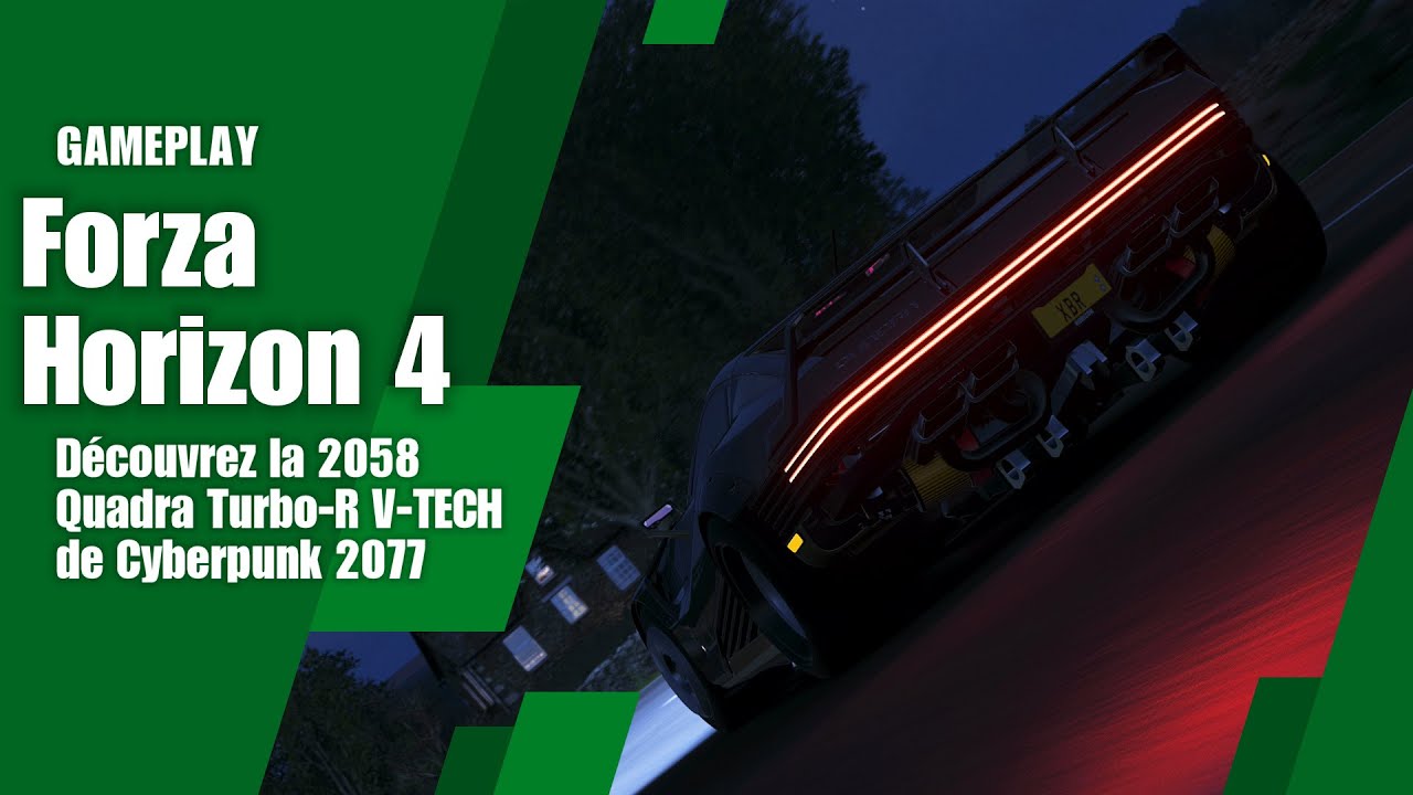 Forza Horizon 4 - Découvrez la 2058 Quadra Turbo-R V-TECH de Cyberpunk 2077