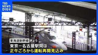 東海道新幹線 東京－名古屋駅間の運転 正午ごろ再開見込み　大雨の影響できのう運転取りやめ｜TBS NEWS DIG