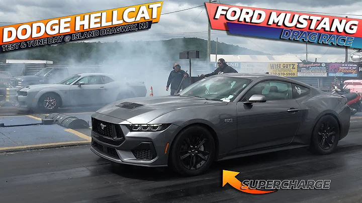 Dodge Hellcat vs 2025 Ford Mustang 5.0 Supercharge Drag Race @ island dragway