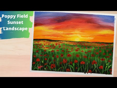 Acrylic Painting of a Sunset Landscape with White Field Flow - Inspire  Uplift