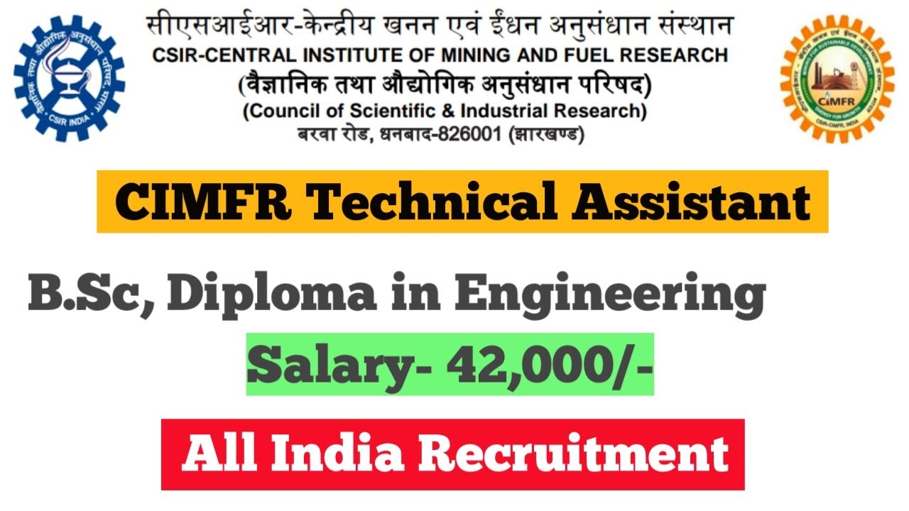 CIMFR Technical Assistant Recruitment 2020 | CSIR Technical Assistant Offline Form | Naukri Alerts