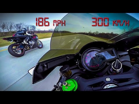 Kawasaki Ninja H2 vs BMW S1000RR - 10 minutter av ren adrenalin Toppfart 200 MPH 330 KM / H - 2017