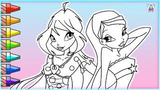 Как нарисовать БЛУМ И СТЕЛЛУ из мультика Winx Club | Coloring Kids