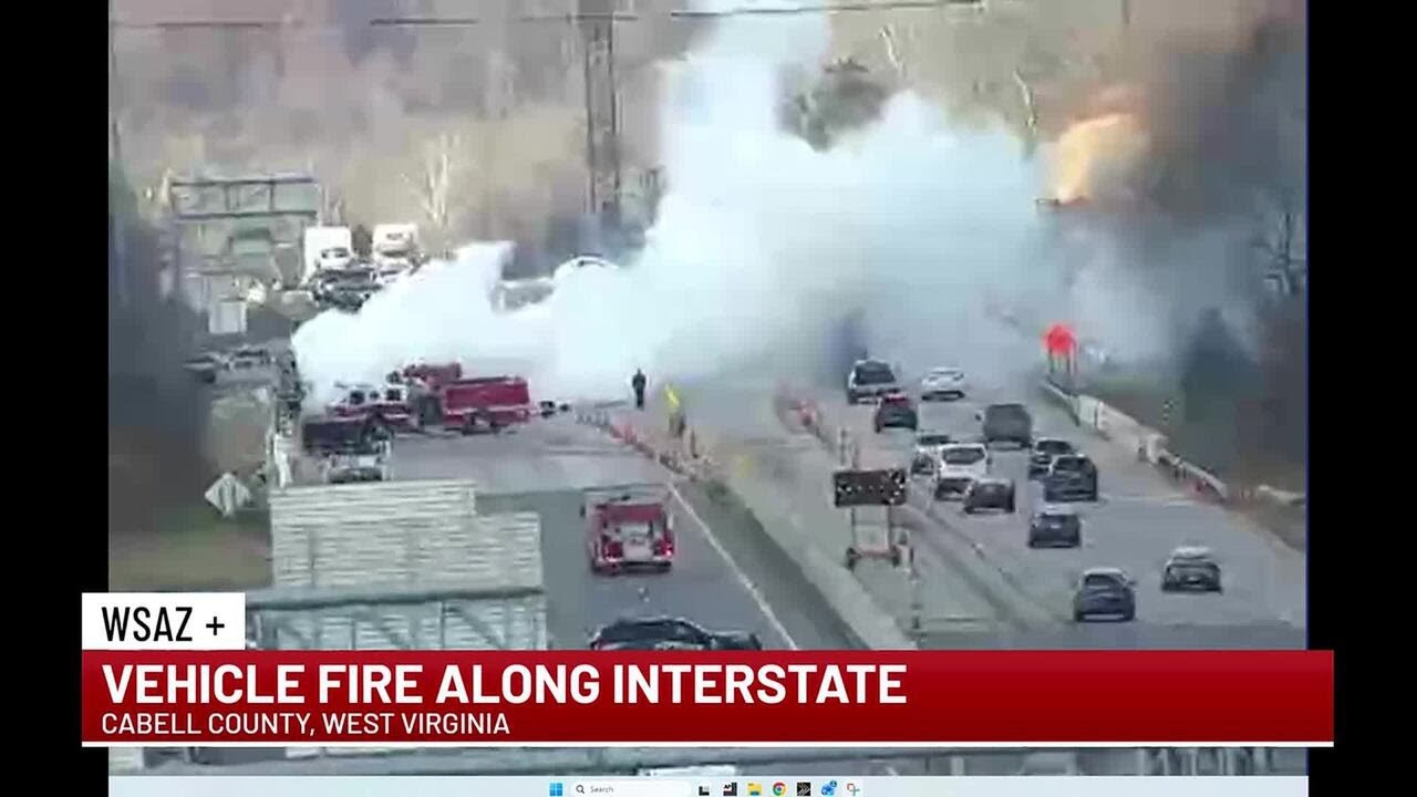 Vehicle fire shuts down portion of I-64 in Cabell County